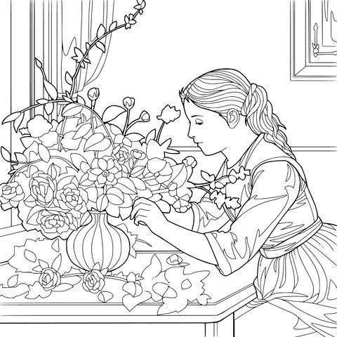 插花的女子
