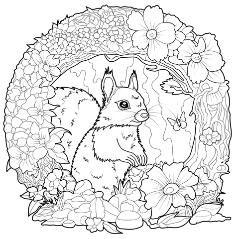 Squirrel in the Flower丛