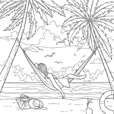 Relaxing Time in a Hammock on the Beach
