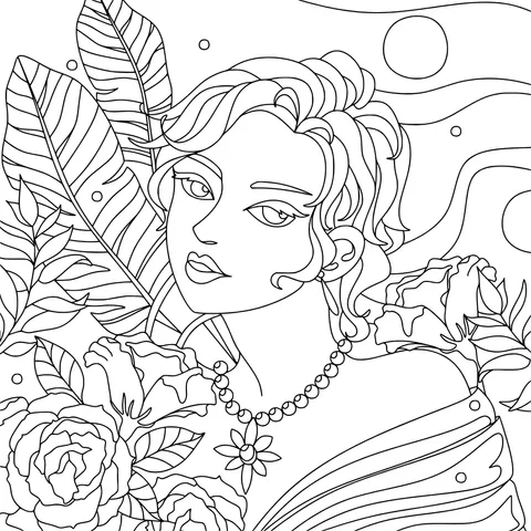 Beautiful Woman among Flowers