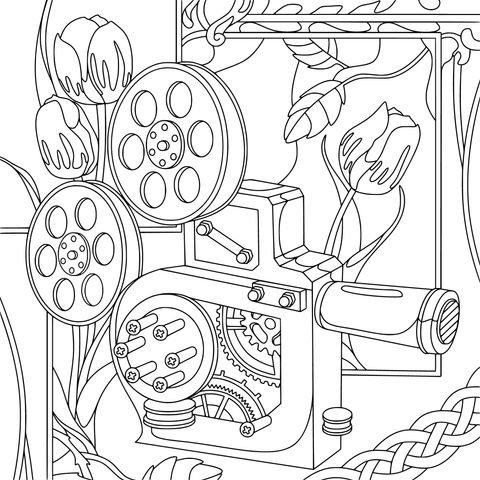 复古电影放映机插画