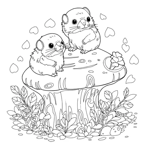 Hamster Couple on a Stump