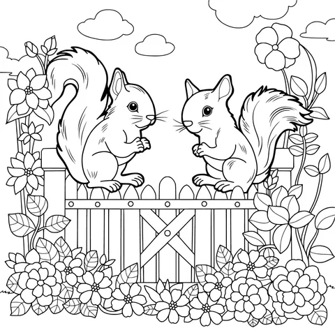 Squirrels by the Fence