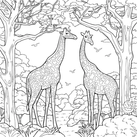 Giraffes in the Forest