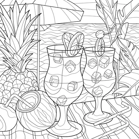 Colorful Drinks on the Beach