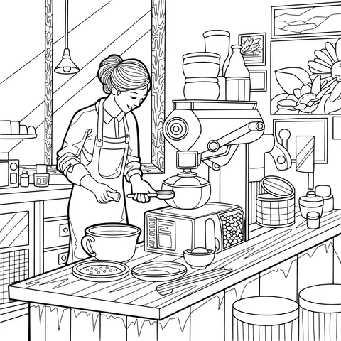 Barista making coffee
