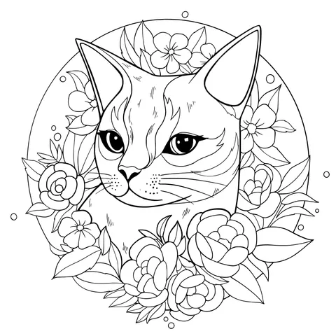 Cat in the Flower Bed
