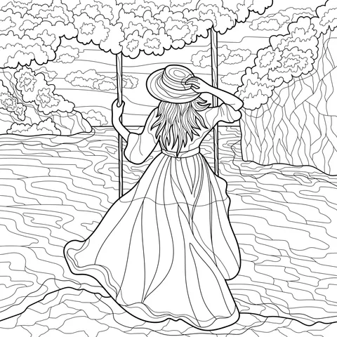 Woman on a Swing by the River