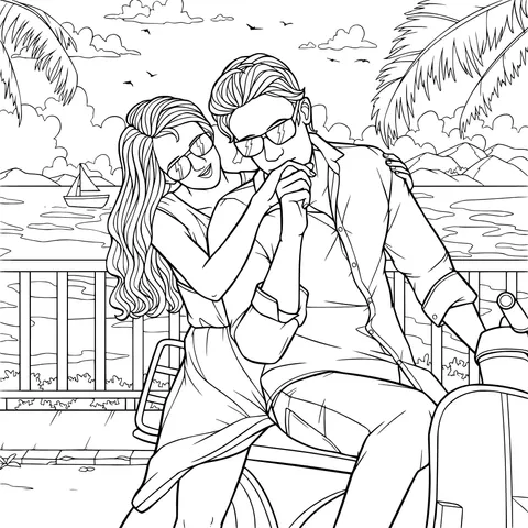 Romantic couple by the sea