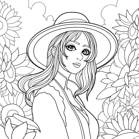 Woman in the Sunflower Field