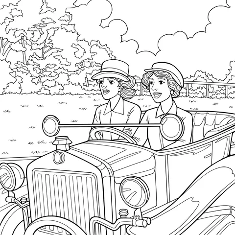 Ladies' Journey in a Vintage Car