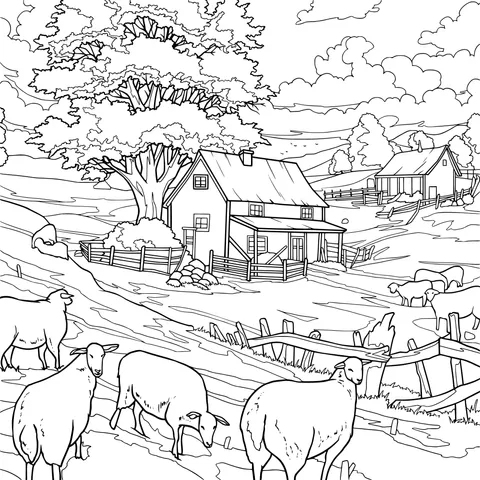 Rural Sheep - herding Scene
