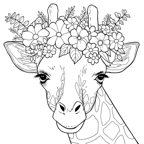 Giraffe with a flower crown