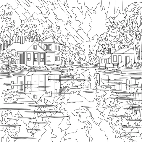 Autumn Riverside Scenery
