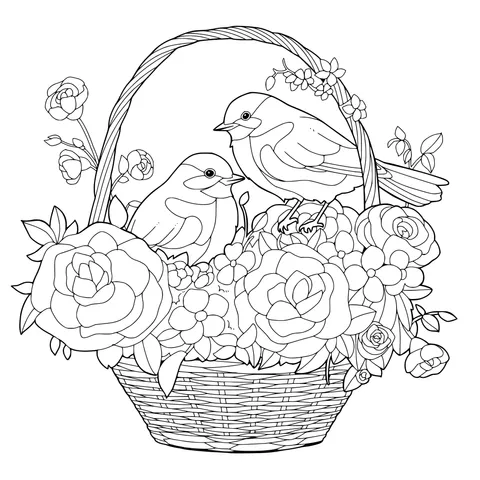 Birds in a Flower Basket