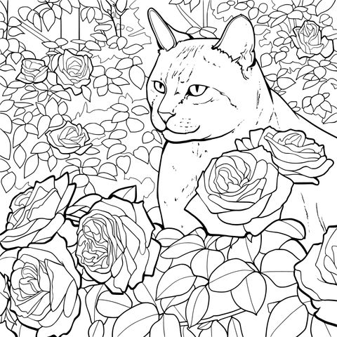 花丛中的猫咪