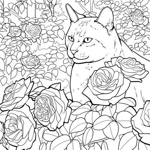 Cat among the roses