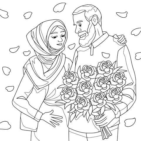 恩爱夫妻与玫瑰花