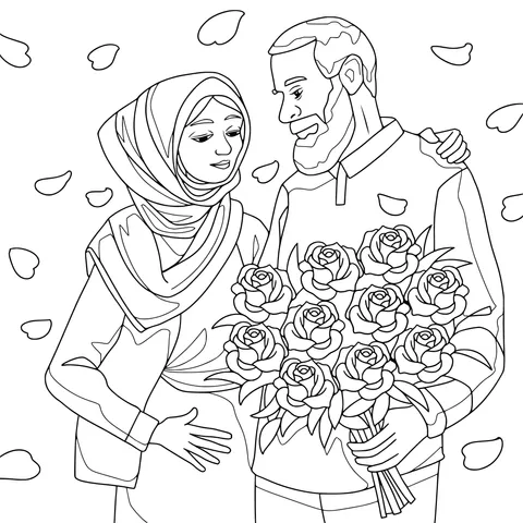 Loving Couple and Roses