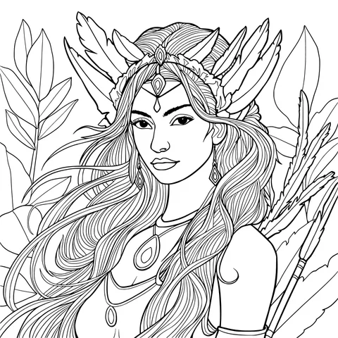 The Red - Haired Forest Goddess with Arrows