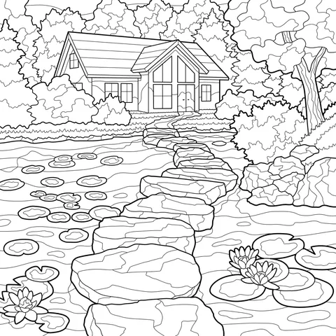 Stone - paved Path to the Lakeside Cottage