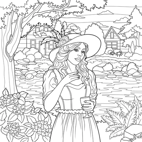 An Elegant Lady by the River