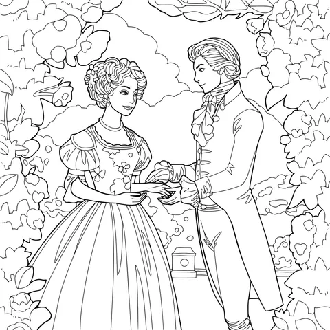Romantic Scene of Man and Woman in Classical Costumes