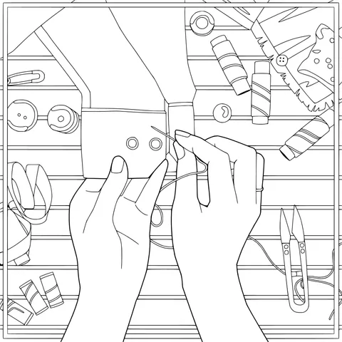 Hand - sewing scene