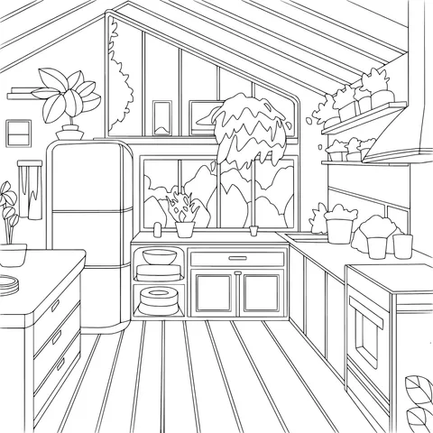 A Cozy Kitchen Filled with Green Plants