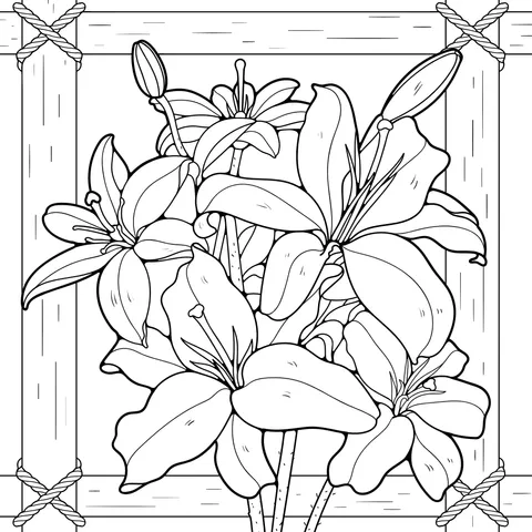 Pink lilies in a frame