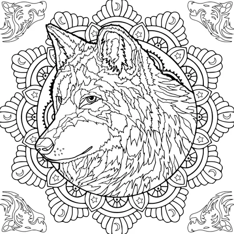Wolf in Mandala Pattern