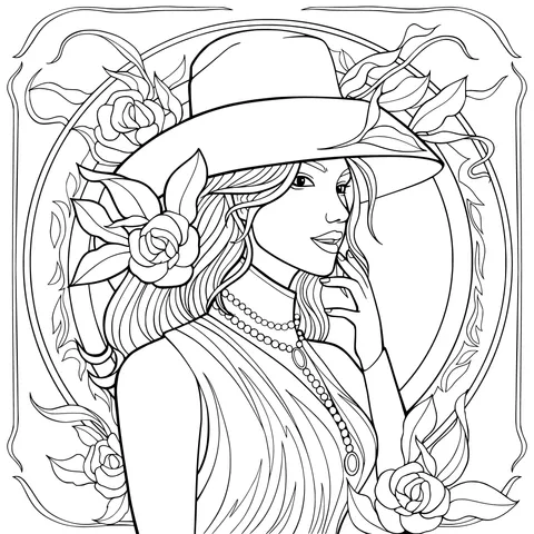 Elegant Lady in a Green Hat