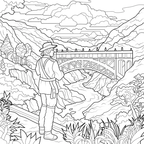 Traveler Gazing at the Bridge