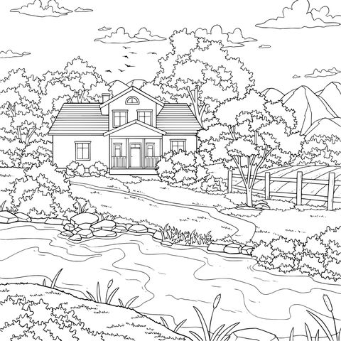 河畔的田园小屋