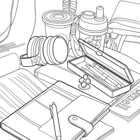 Stationery and sundries on the table