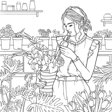 Flower - loving lady in the flower shop