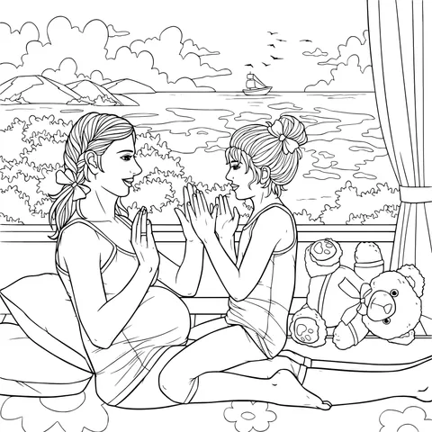A warm moment of interaction between mother and daughter