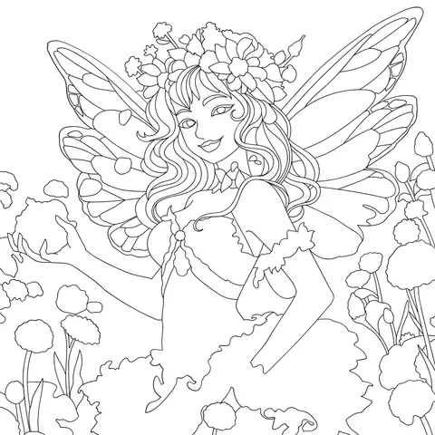 The Flower Fairy in the Flower - bed