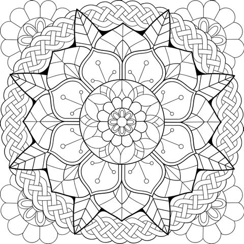 多彩几何花卉图案