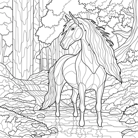 Unicorn Standing by the Stream