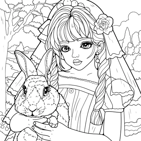 A girl holding a rabbit