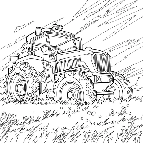 Red Tractor in the Field