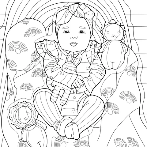 Baby holding toys