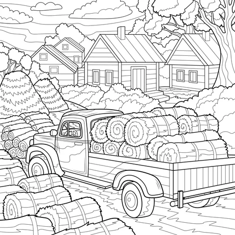 Hay - carrying Truck in the Countryside