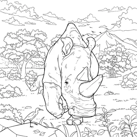 Rhinos on the Grassland
