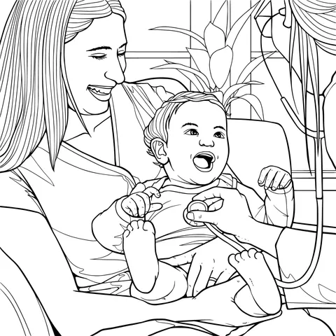 Doctor examining a baby