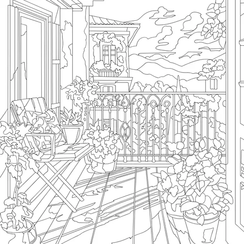 Sun - filled balcony view