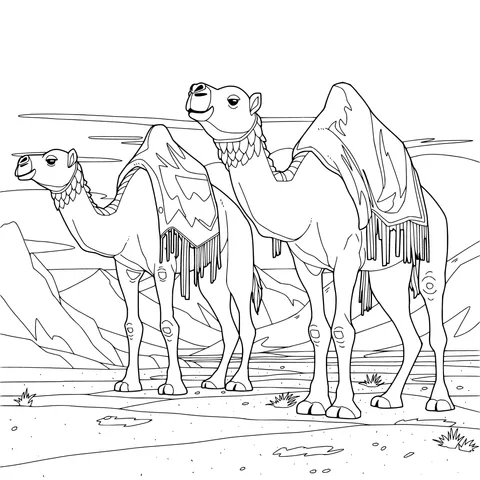 Camels in the Desert