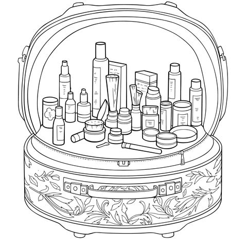 装满化妆品的行李箱
