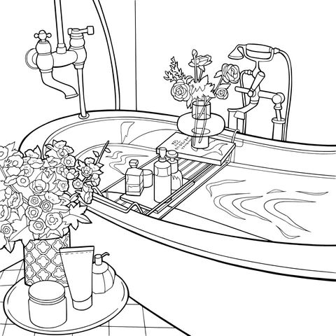 Beautifully Decorated Bathtub